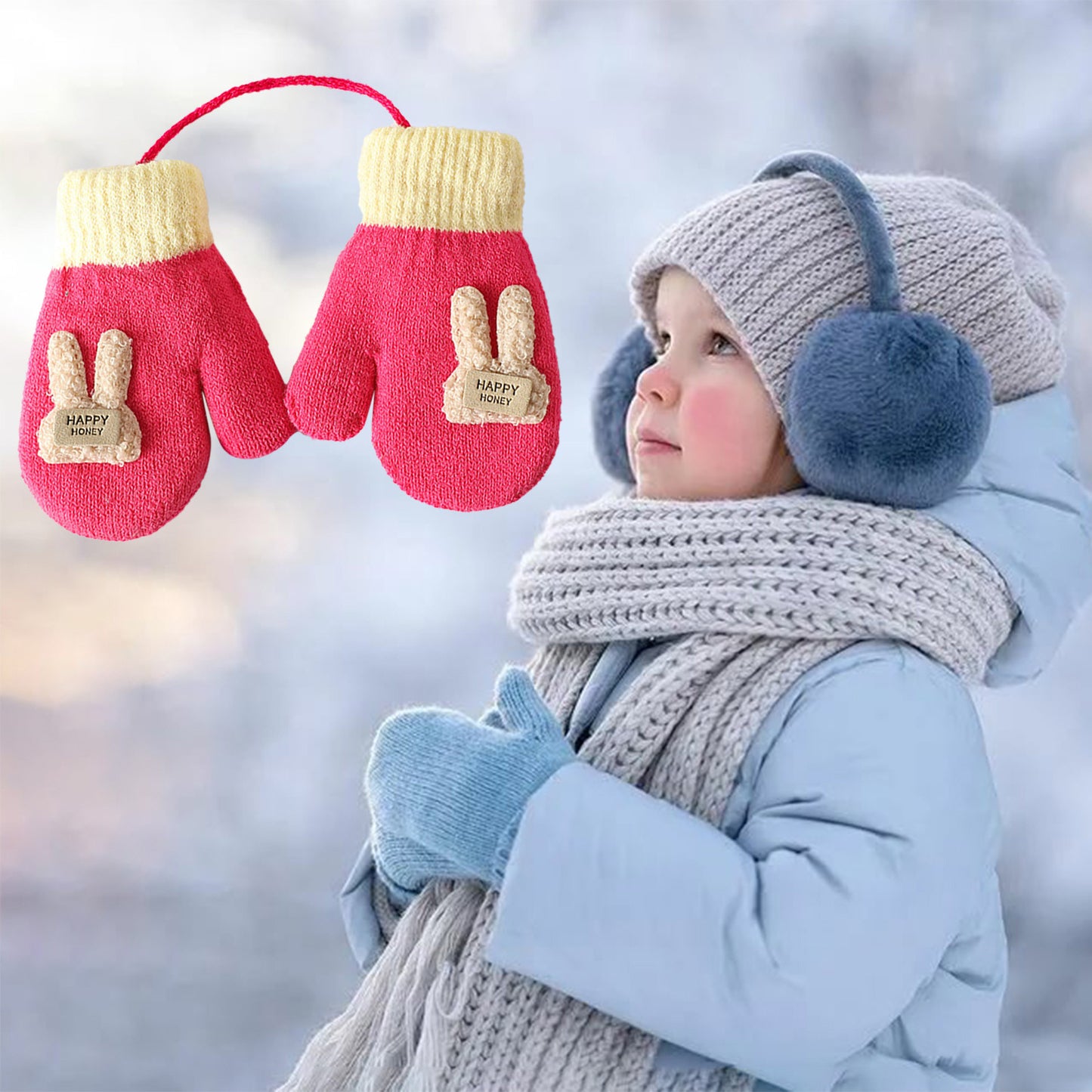 Cartoon Warm Mittens For Baby Snow Gloves For Kids