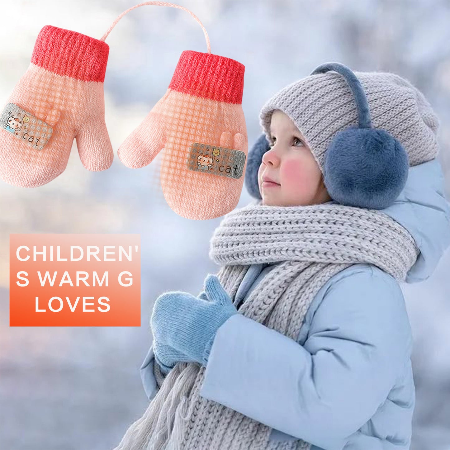 Cartoon Warm Mittens For Baby Snow Gloves For Kids