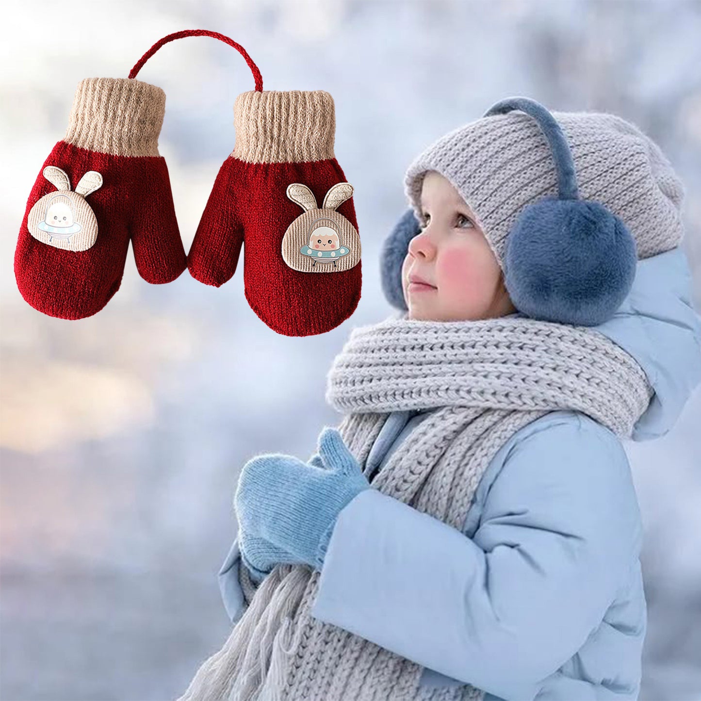 Cartoon Warm Mittens For Baby Snow Gloves For Kids