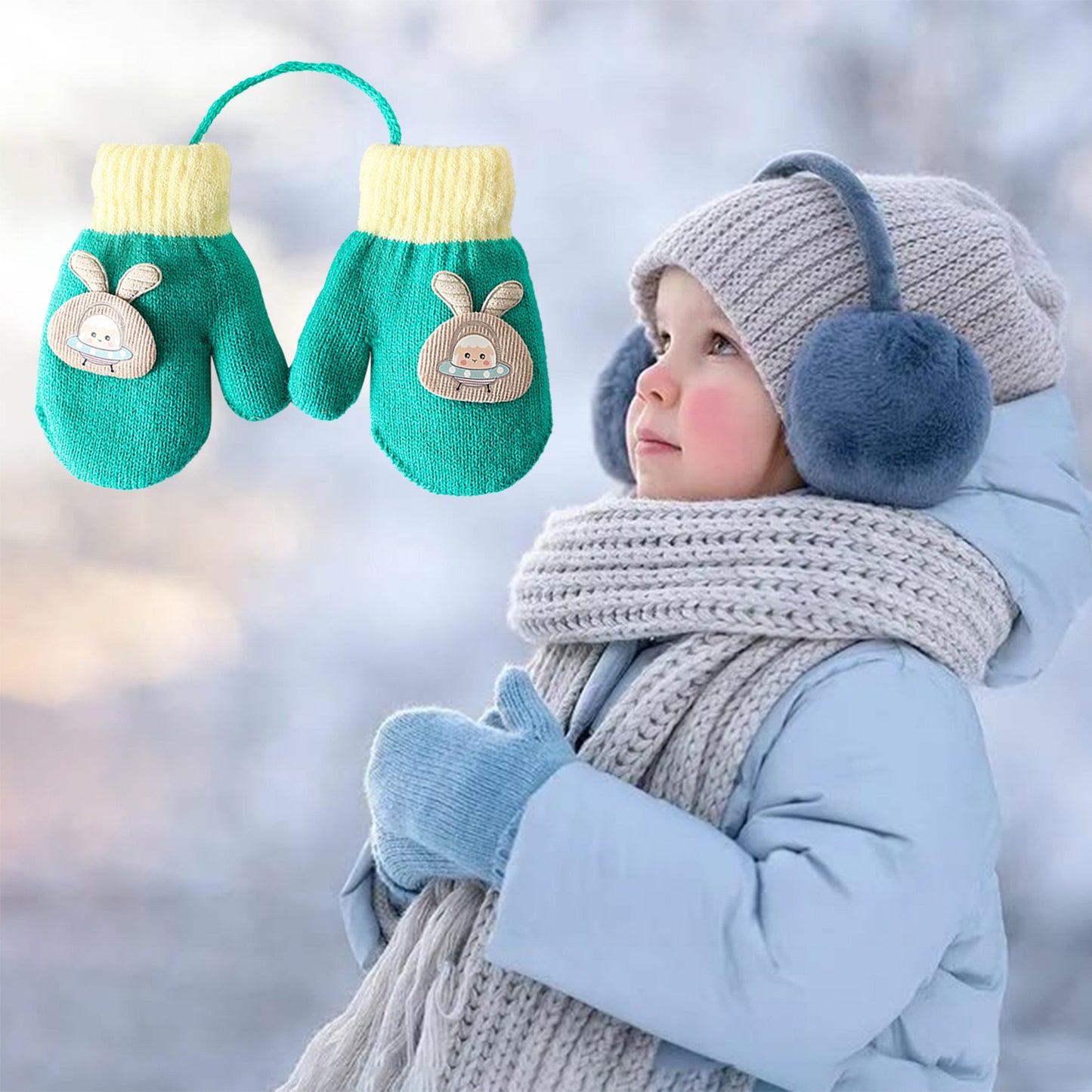 Cartoon Warm Mittens For Baby Snow Gloves For Kids