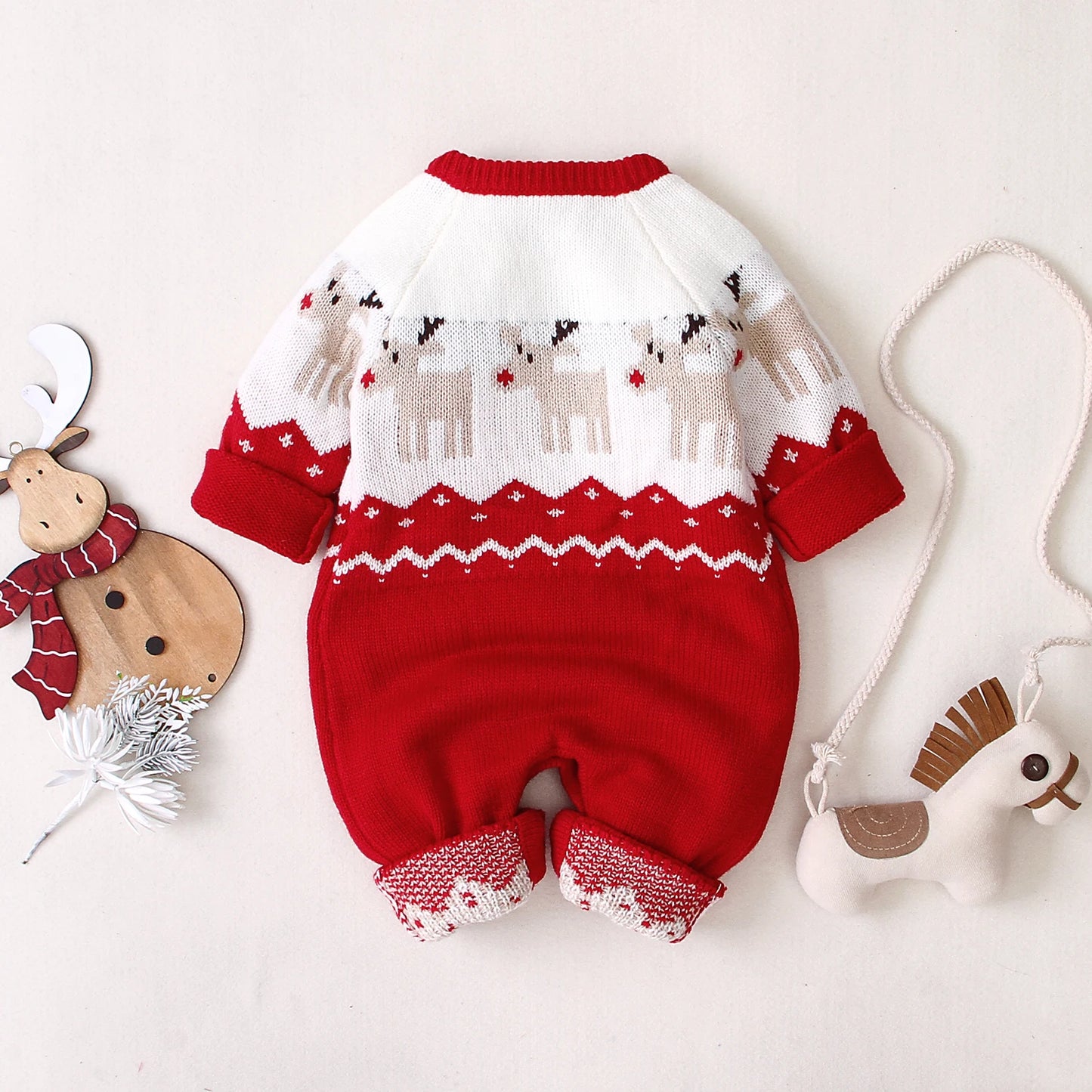 2020 Baby Boys Girls Sweater Christmas Clothes Romper Reindeer Long Sleeve Elk Printed Jumpsuit New Year's Costume 3-18 M