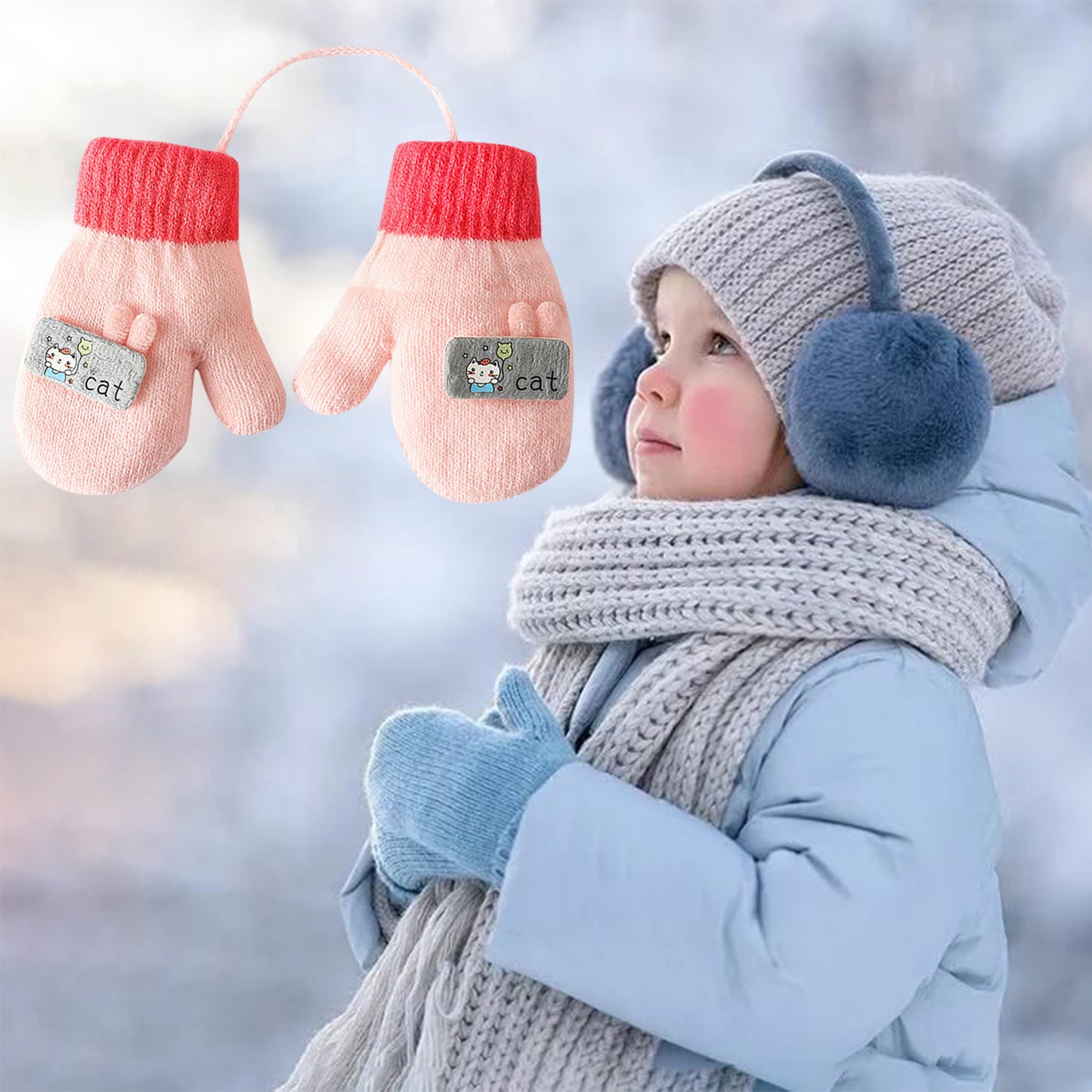 Cartoon Warm Mittens For Baby Snow Gloves For Kids