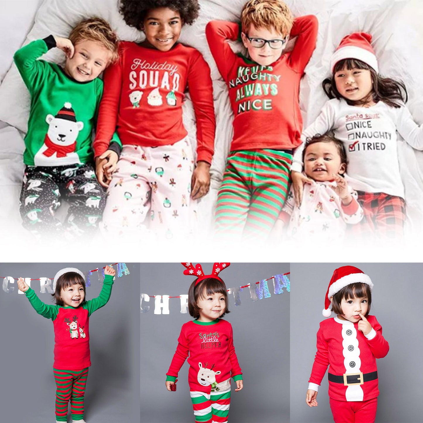 Christmas Baby Pajamas For Girls & Boys Santa Claus XMAS Pajamas Set Cotton Pjs 15% Off