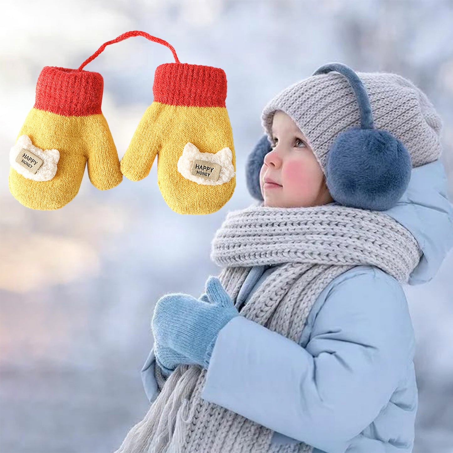 Cartoon Warm Mittens For Baby Snow Gloves For Kids