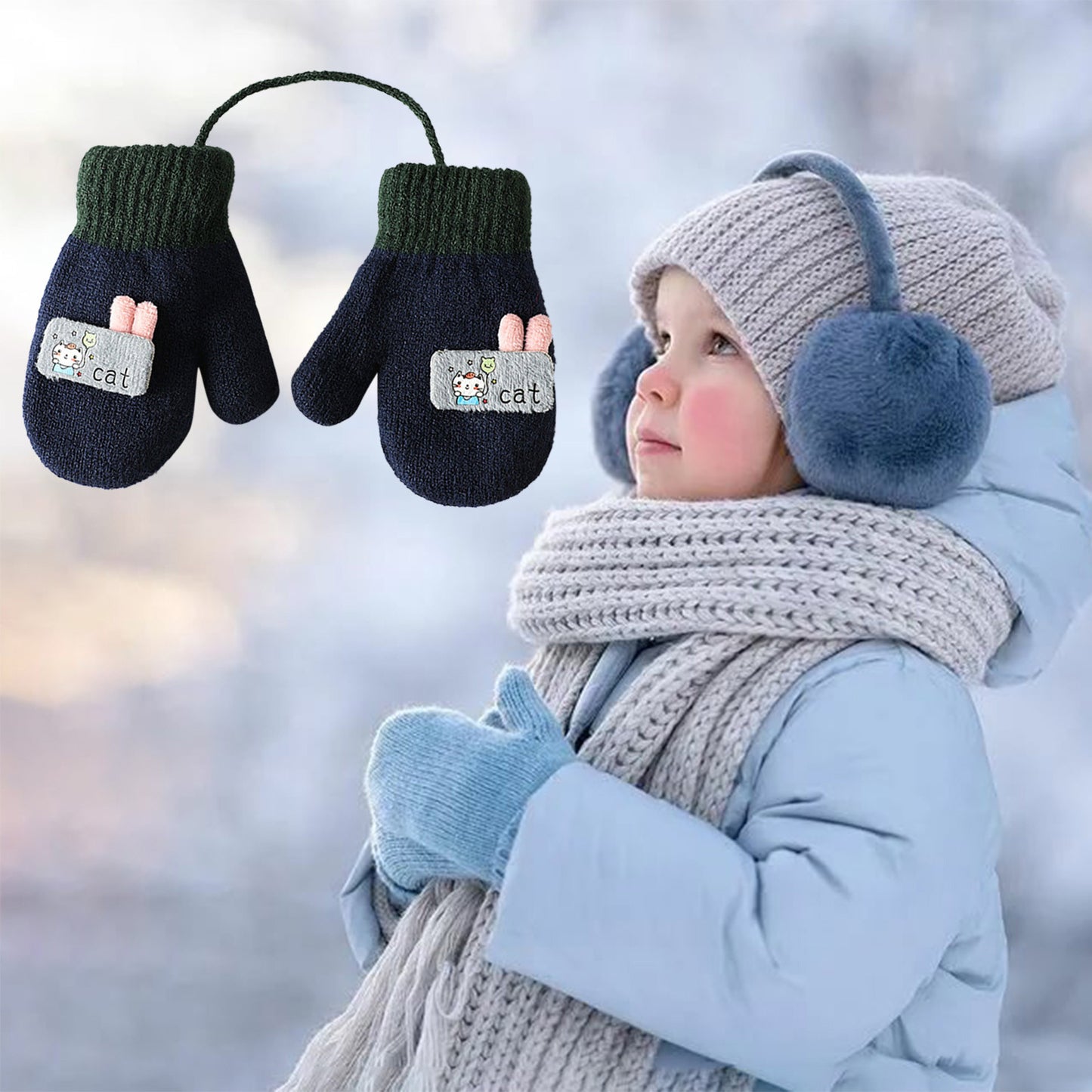 Cartoon Warm Mittens For Baby Snow Gloves For Kids