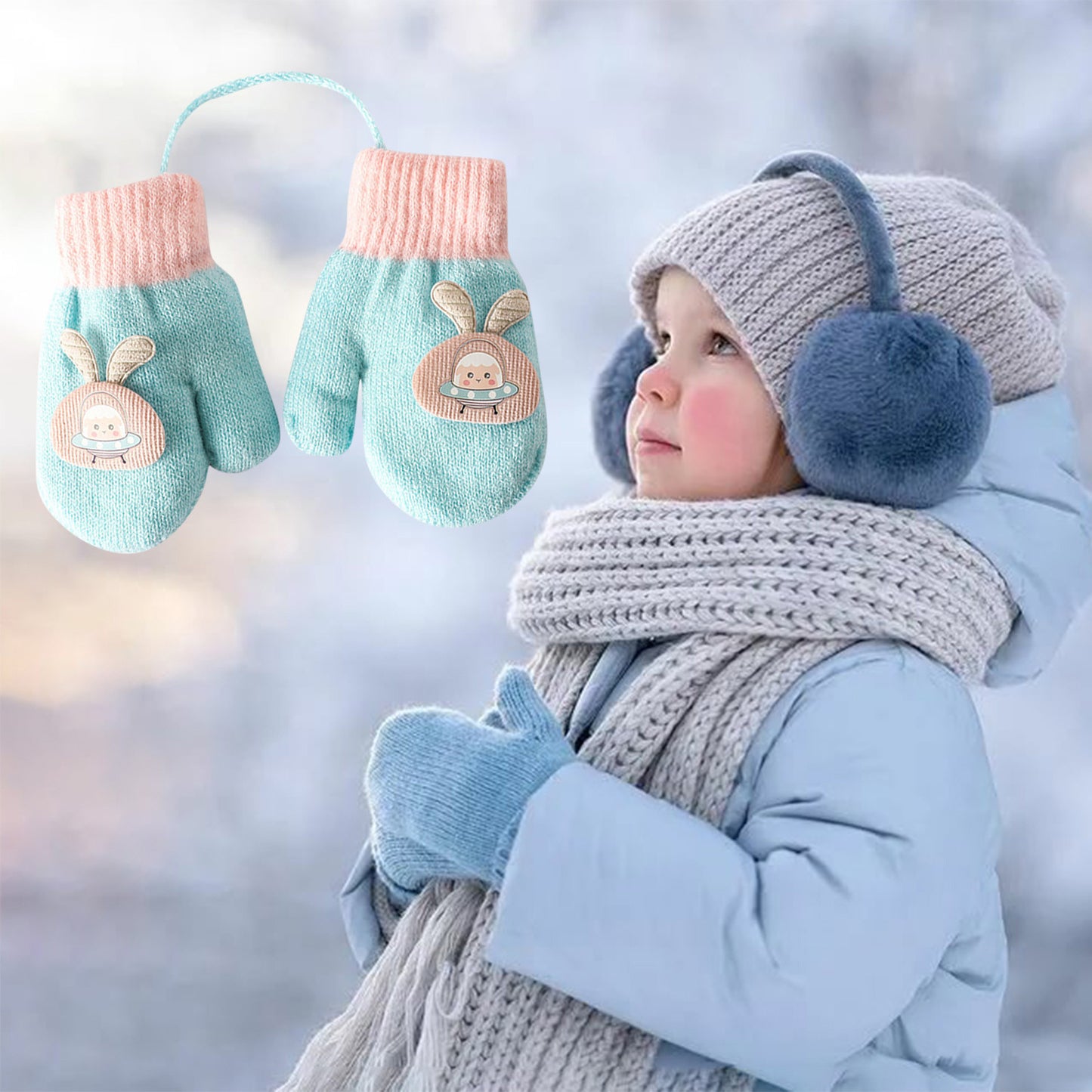 Cartoon Warm Mittens For Baby Snow Gloves For Kids