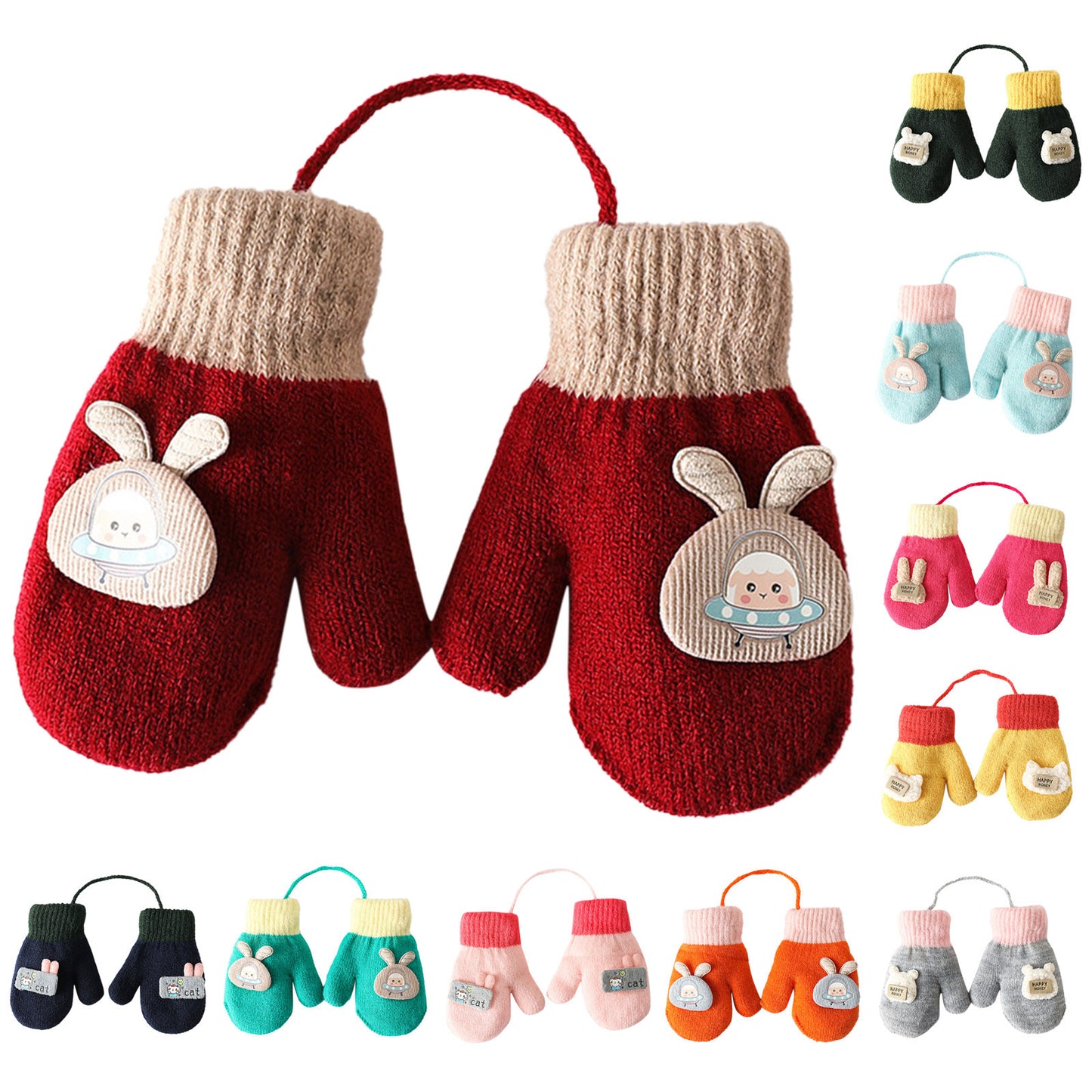 Cartoon Warm Mittens For Baby Snow Gloves For Kids