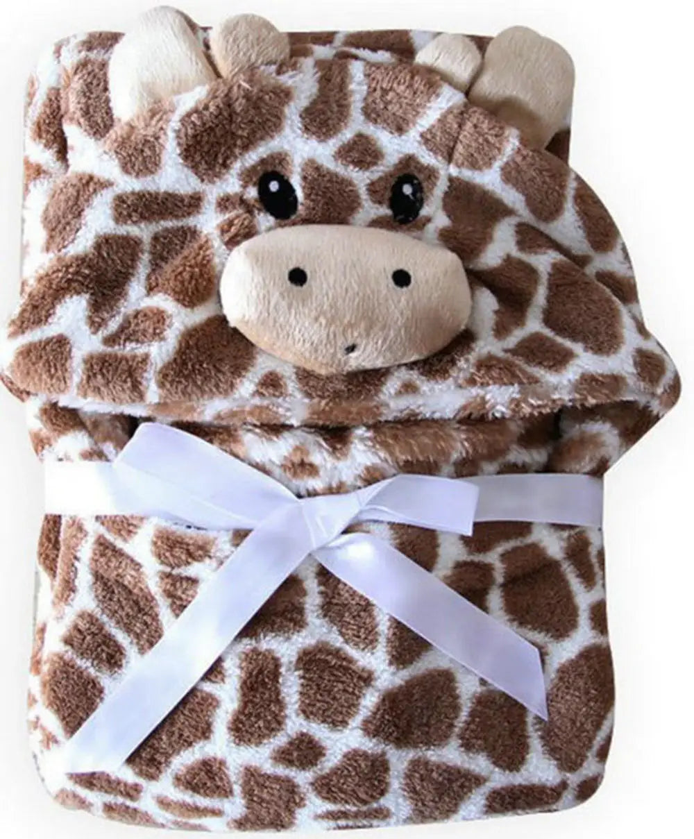 100cm Cute Bear Shaped Baby Hooded Bathrobe Soft Infant Newborn Baby Bath Towel Giraffe Blanket Cartoon Patter Towels