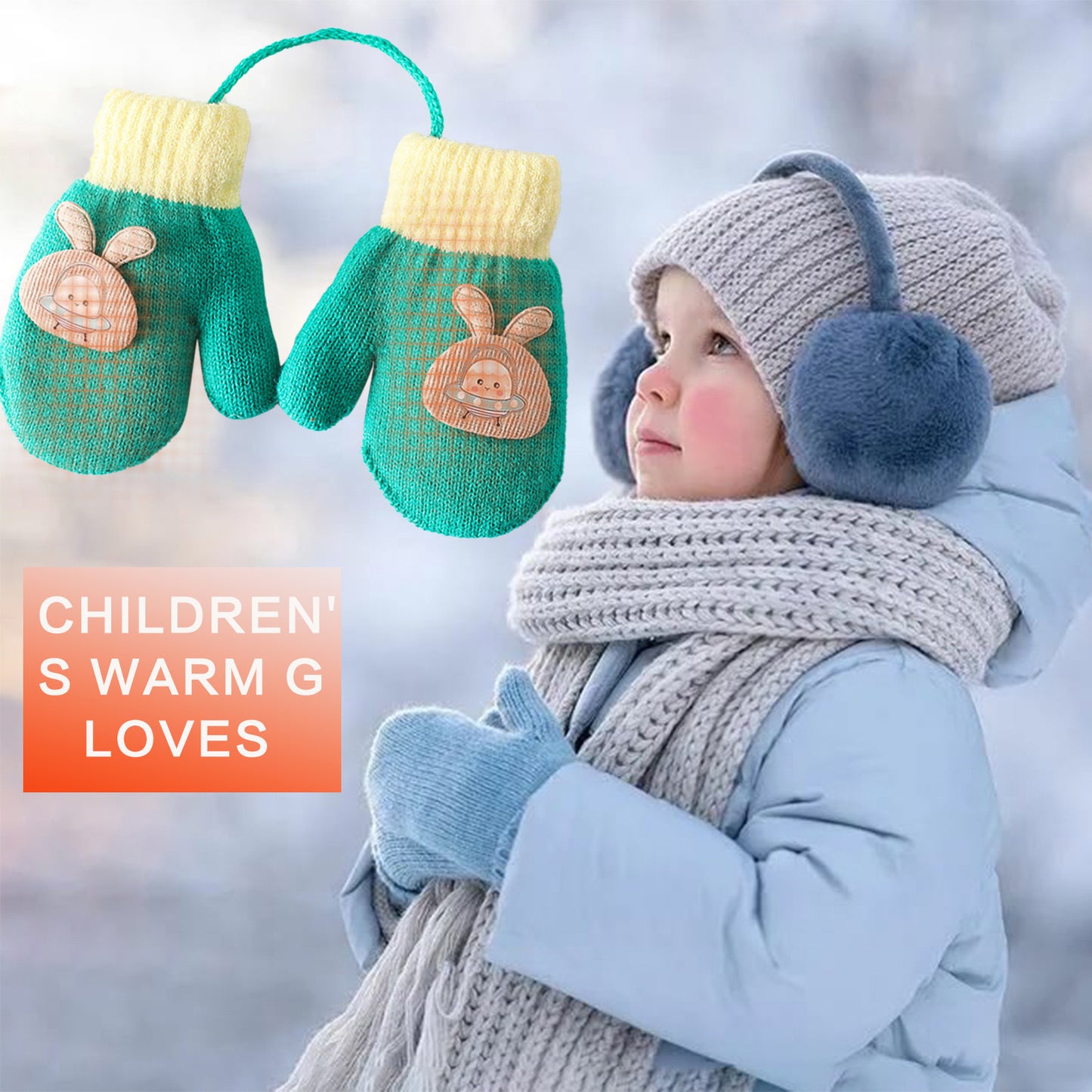 Cartoon Warm Mittens For Baby Snow Gloves For Kids