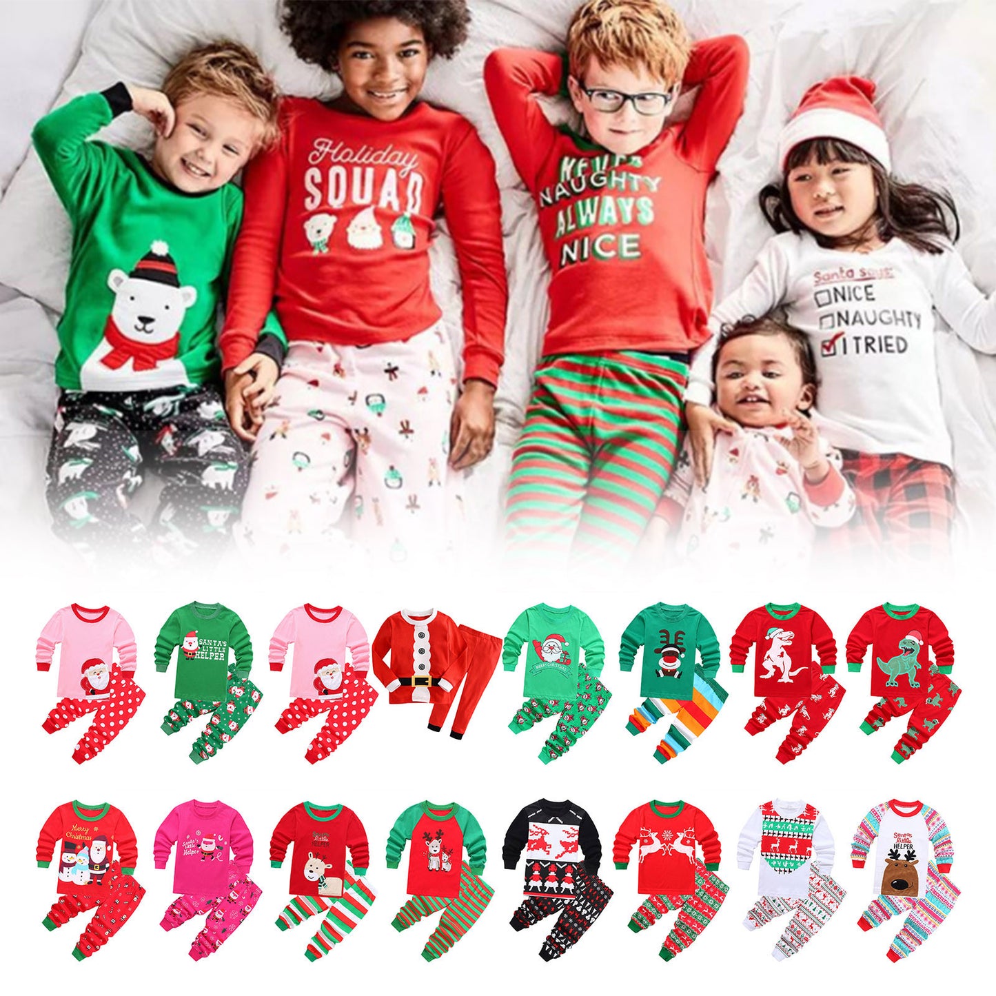 Christmas Baby Pajamas For Girls & Boys Santa Claus XMAS Pajamas Set Cotton Pjs 15% Off