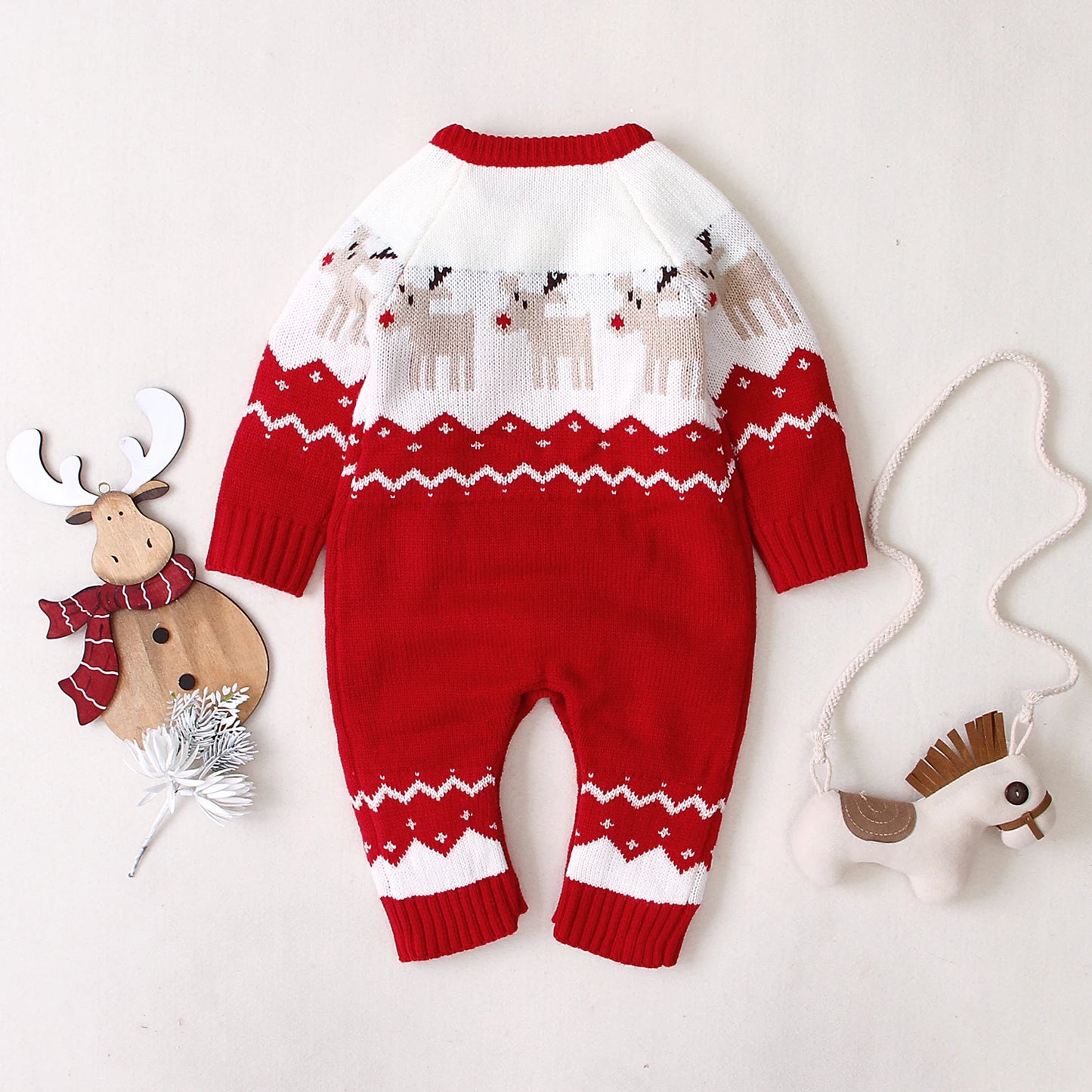 2020 Baby Boys Girls Sweater Christmas Clothes Romper Reindeer Long Sleeve Elk Printed Jumpsuit New Year's Costume 3-18 M