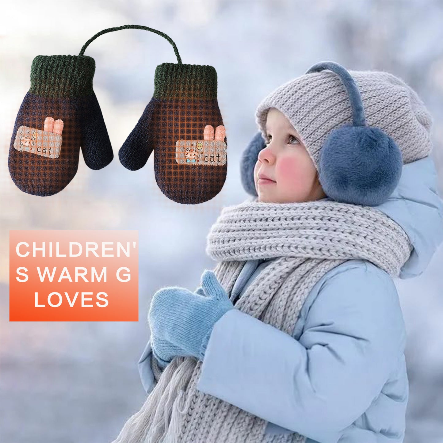 Cartoon Warm Mittens For Baby Snow Gloves For Kids