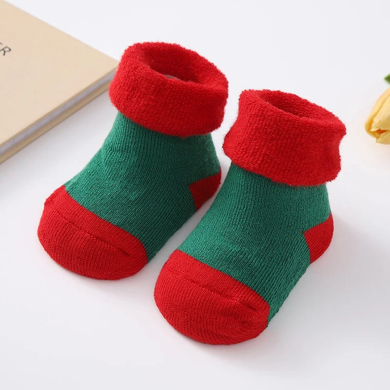 Christmas Baby Socks Newborn Boys Girls Autumn Winter Anti Slip Socks Infant Newborn Soft Cotton Floor Sock Cartoon Shoes