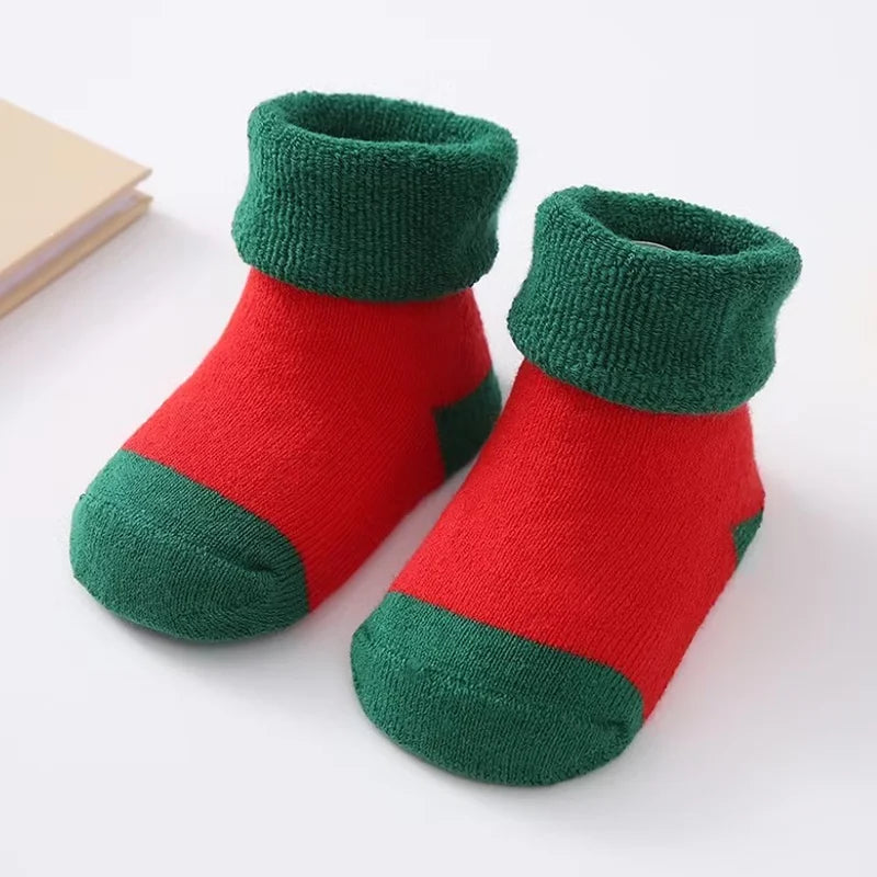 Christmas Baby Socks Newborn Boys Girls Autumn Winter Anti Slip Socks Infant Newborn Soft Cotton Floor Sock Cartoon Shoes