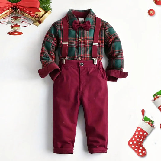 Baby Boy Knitted Clothes Boy'S Christmas Style Gentleman Outfit Formal Wear For Speech Performance Preschool Boys Outfits