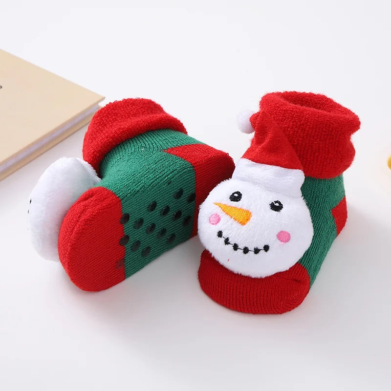 Christmas Baby Socks Newborn Boys Girls Autumn Winter Anti Slip Socks Infant Newborn Soft Cotton Floor Sock Cartoon Shoes