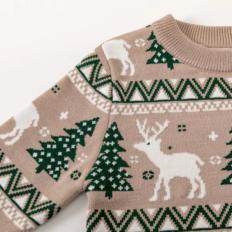 Christmas Kids Sweater New Casual Baby Warm Elk Printed Knitted Girls Sweater Boys Girls Cute Xmas Tree Pullovers Clothes