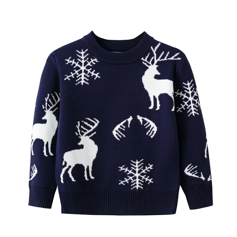 Christmas Kids Sweater New Casual Baby Warm Elk Printed Knitted Girls Sweater Boys Girls Cute Xmas Tree Pullovers Clothes