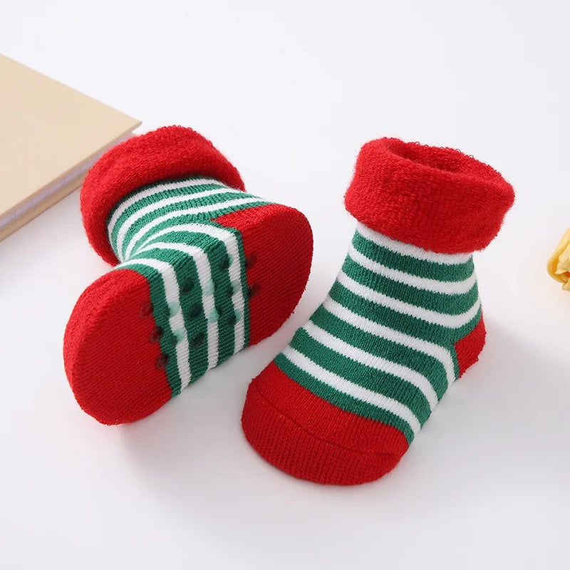 Christmas Baby Socks Newborn Boys Girls Autumn Winter Anti Slip Socks Infant Newborn Soft Cotton Floor Sock Cartoon Shoes