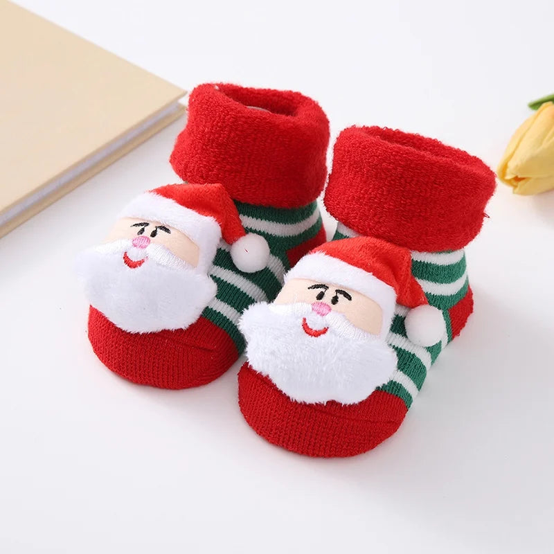 Christmas Baby Socks Newborn Boys Girls Autumn Winter Anti Slip Socks Infant Newborn Soft Cotton Floor Sock Cartoon Shoes