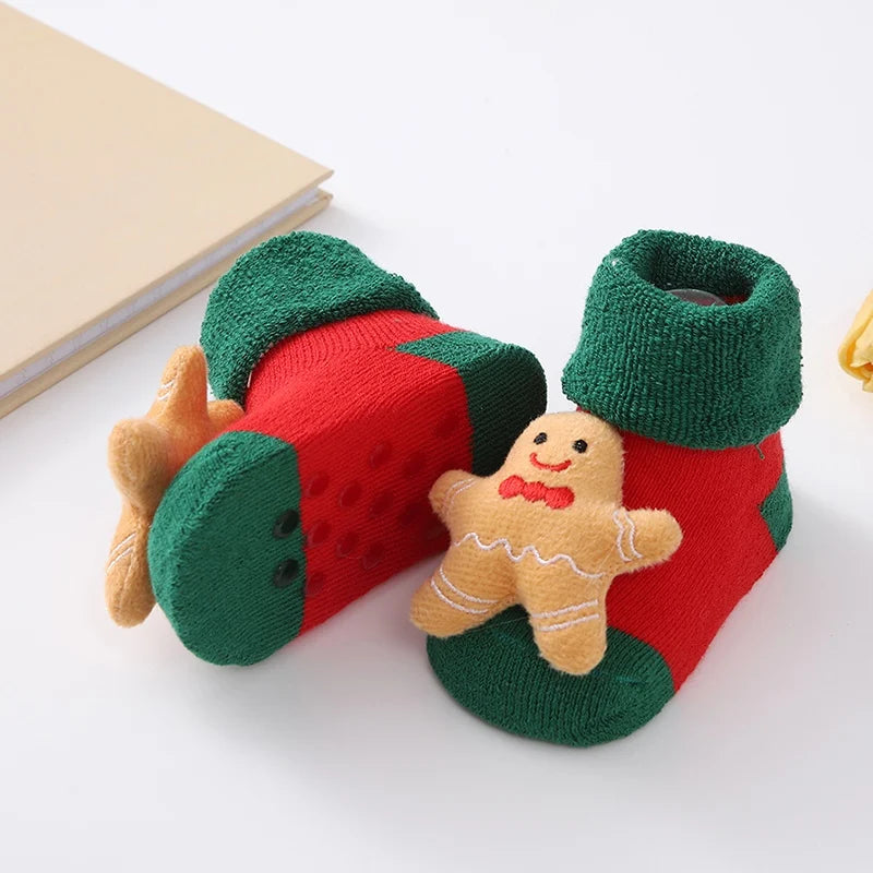 Christmas Baby Socks Newborn Boys Girls Autumn Winter Anti Slip Socks Infant Newborn Soft Cotton Floor Sock Cartoon Shoes