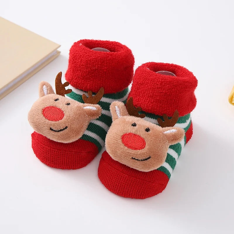 Christmas Baby Socks Newborn Boys Girls Autumn Winter Anti Slip Socks Infant Newborn Soft Cotton Floor Sock Cartoon Shoes