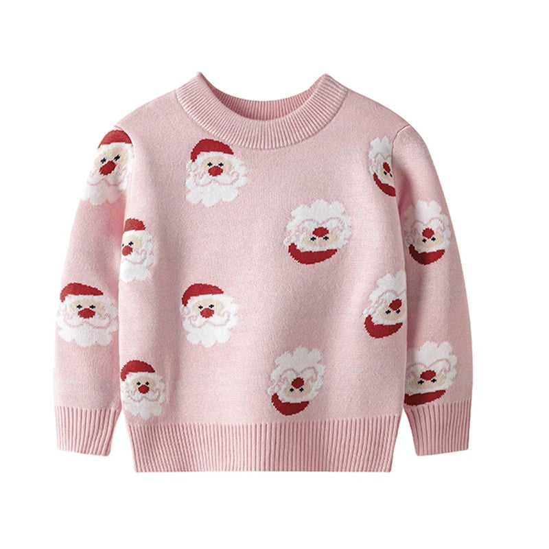 Christmas Kids Sweater New Casual Baby Warm Elk Printed Knitted Girls Sweater Boys Girls Cute Xmas Tree Pullovers Clothes