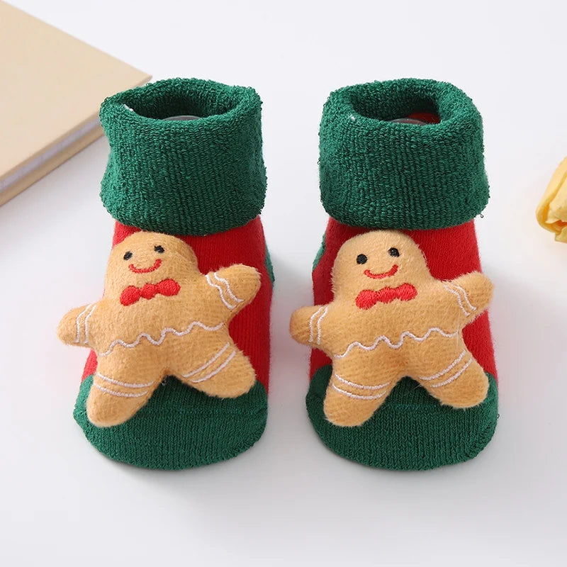 Christmas Baby Socks Newborn Boys Girls Autumn Winter Anti Slip Socks Infant Newborn Soft Cotton Floor Sock Cartoon Shoes