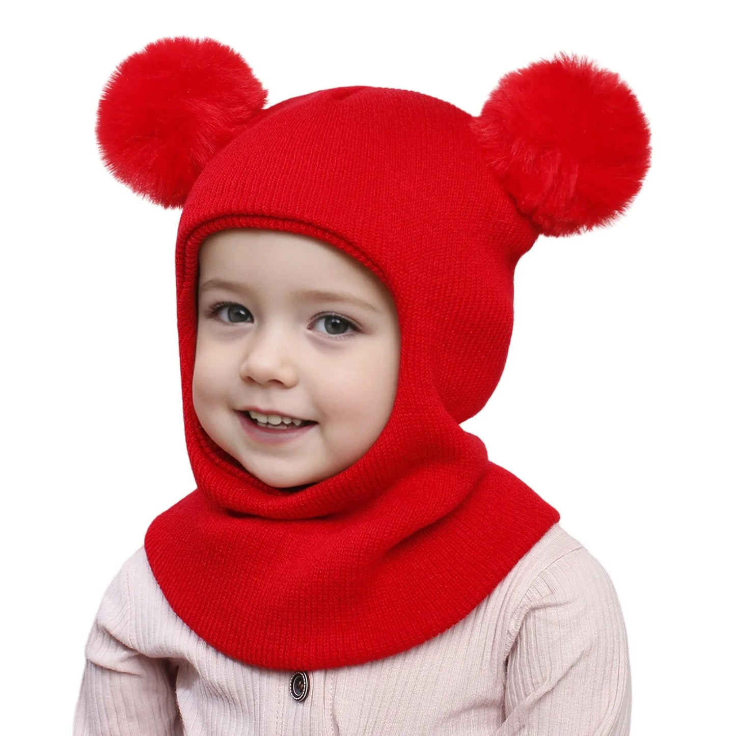 Warm Caps Girl Boy Hooded Winter Scarf Kid Hat Cap Scarf Knit Baby Baby Care Swim Hats