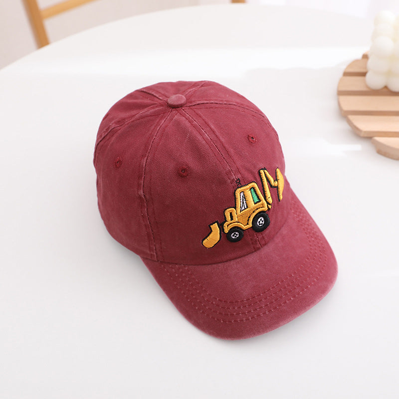 lioraitiin Toddler Excavator Baseball Hat, Embroidery Adjustable Kids Baseball Hat Toddler Boy Girl Birthday Gift