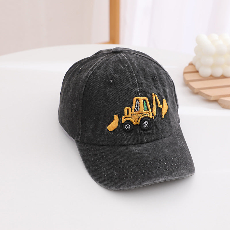 lioraitiin Toddler Excavator Baseball Hat, Embroidery Adjustable Kids Baseball Hat Toddler Boy Girl Birthday Gift