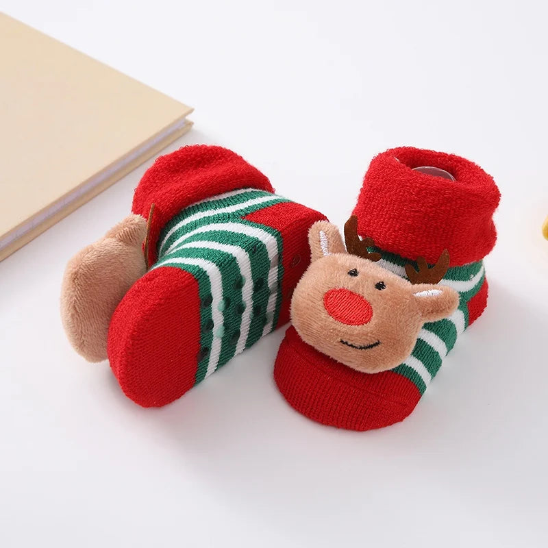 Christmas Baby Socks Newborn Boys Girls Autumn Winter Anti Slip Socks Infant Newborn Soft Cotton Floor Sock Cartoon Shoes