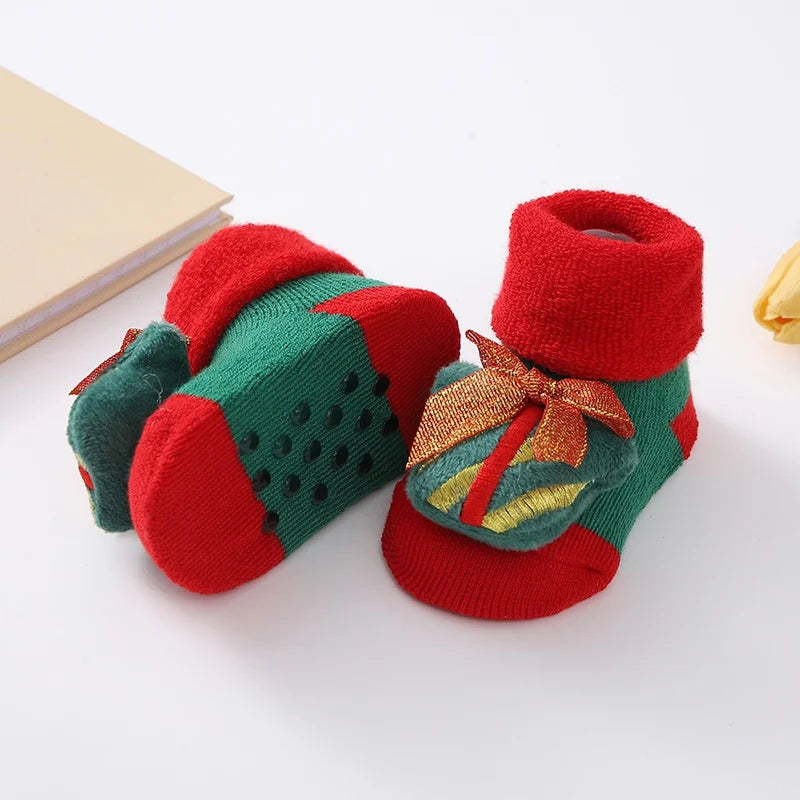 Christmas Baby Socks Newborn Boys Girls Autumn Winter Anti Slip Socks Infant Newborn Soft Cotton Floor Sock Cartoon Shoes