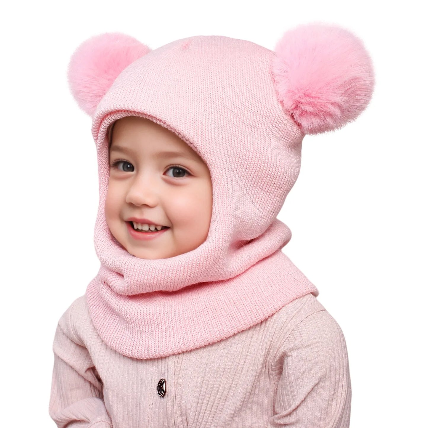 Warm Caps Girl Boy Hooded Winter Scarf Kid Hat Cap Scarf Knit Baby Baby Care Swim Hats