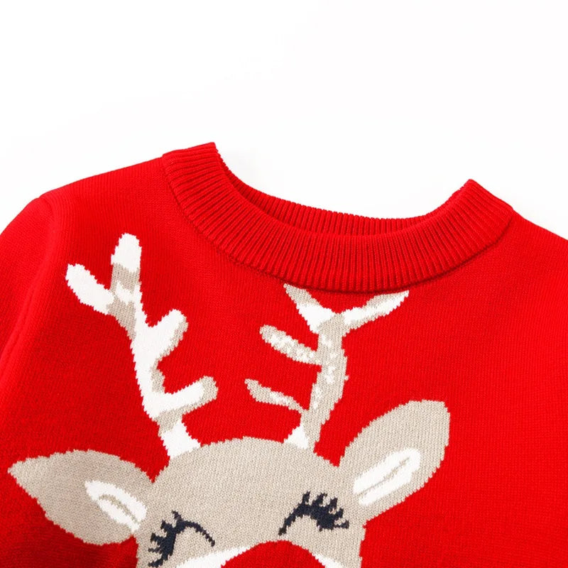 Christmas Kids Sweater New Casual Baby Warm Elk Printed Knitted Girls Sweater Boys Girls Cute Xmas Tree Pullovers Clothes