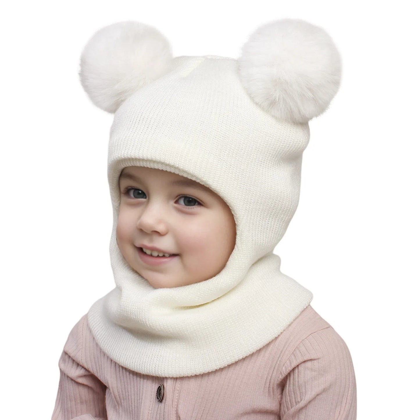 Warm Caps Girl Boy Hooded Winter Scarf Kid Hat Cap Scarf Knit Baby Baby Care Swim Hats