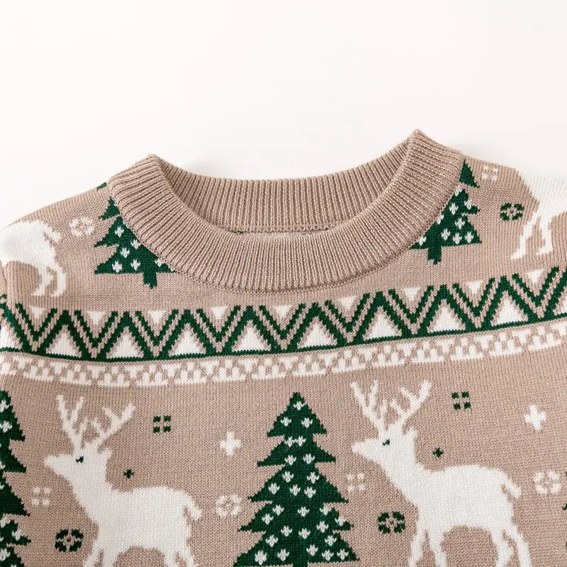 Christmas Kids Sweater New Casual Baby Warm Elk Printed Knitted Girls Sweater Boys Girls Cute Xmas Tree Pullovers Clothes