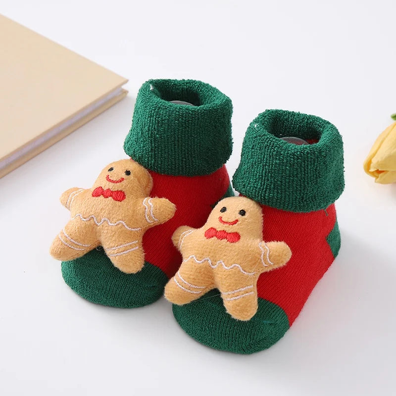 Christmas Baby Socks Newborn Boys Girls Autumn Winter Anti Slip Socks Infant Newborn Soft Cotton Floor Sock Cartoon Shoes