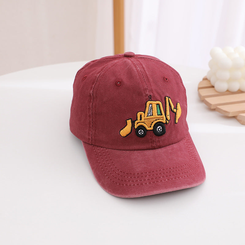 lioraitiin Toddler Excavator Baseball Hat, Embroidery Adjustable Kids Baseball Hat Toddler Boy Girl Birthday Gift