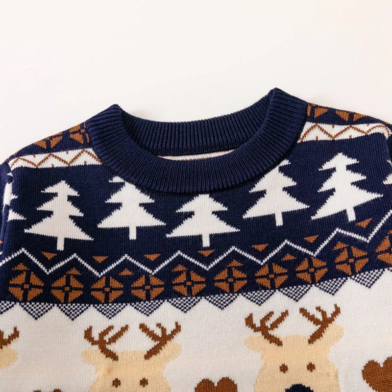 Christmas Kids Sweater New Casual Baby Warm Elk Printed Knitted Girls Sweater Boys Girls Cute Xmas Tree Pullovers Clothes