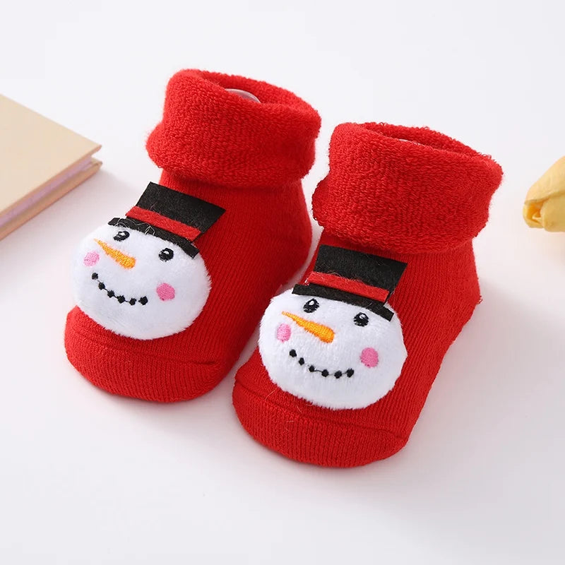 Christmas Baby Socks Newborn Boys Girls Autumn Winter Anti Slip Socks Infant Newborn Soft Cotton Floor Sock Cartoon Shoes