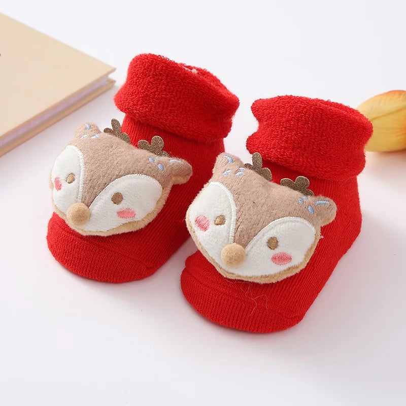 Christmas Baby Socks Newborn Boys Girls Autumn Winter Anti Slip Socks Infant Newborn Soft Cotton Floor Sock Cartoon Shoes