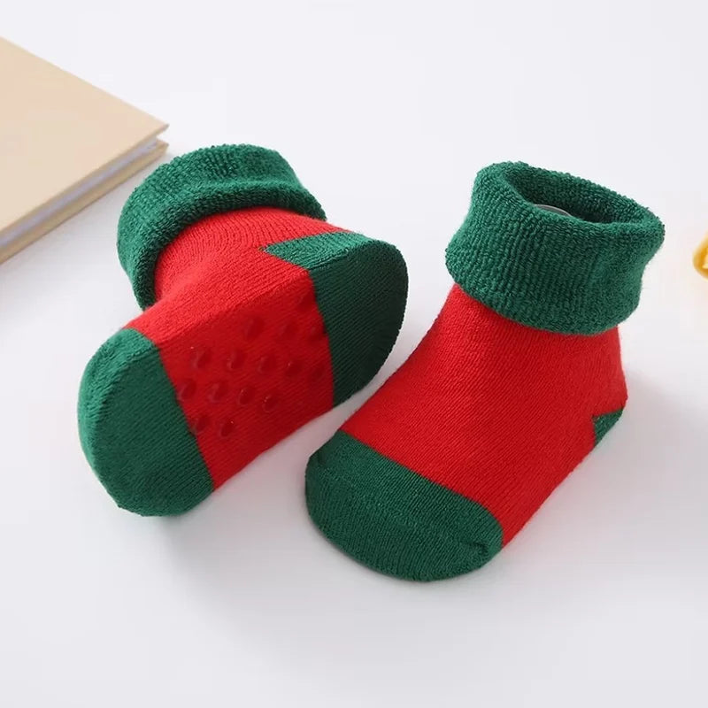 Christmas Baby Socks Newborn Boys Girls Autumn Winter Anti Slip Socks Infant Newborn Soft Cotton Floor Sock Cartoon Shoes