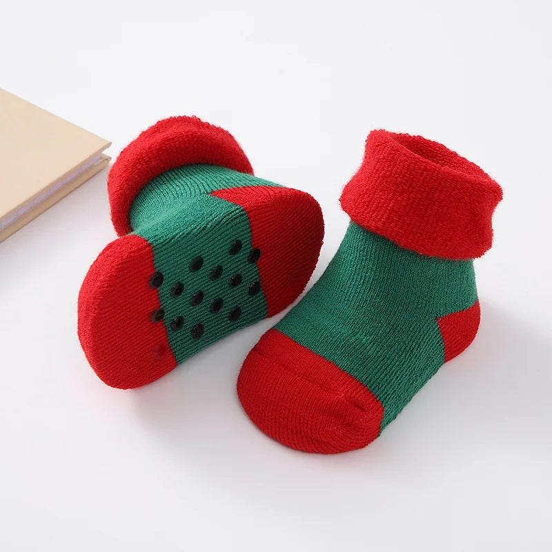 Christmas Baby Socks Newborn Boys Girls Autumn Winter Anti Slip Socks Infant Newborn Soft Cotton Floor Sock Cartoon Shoes