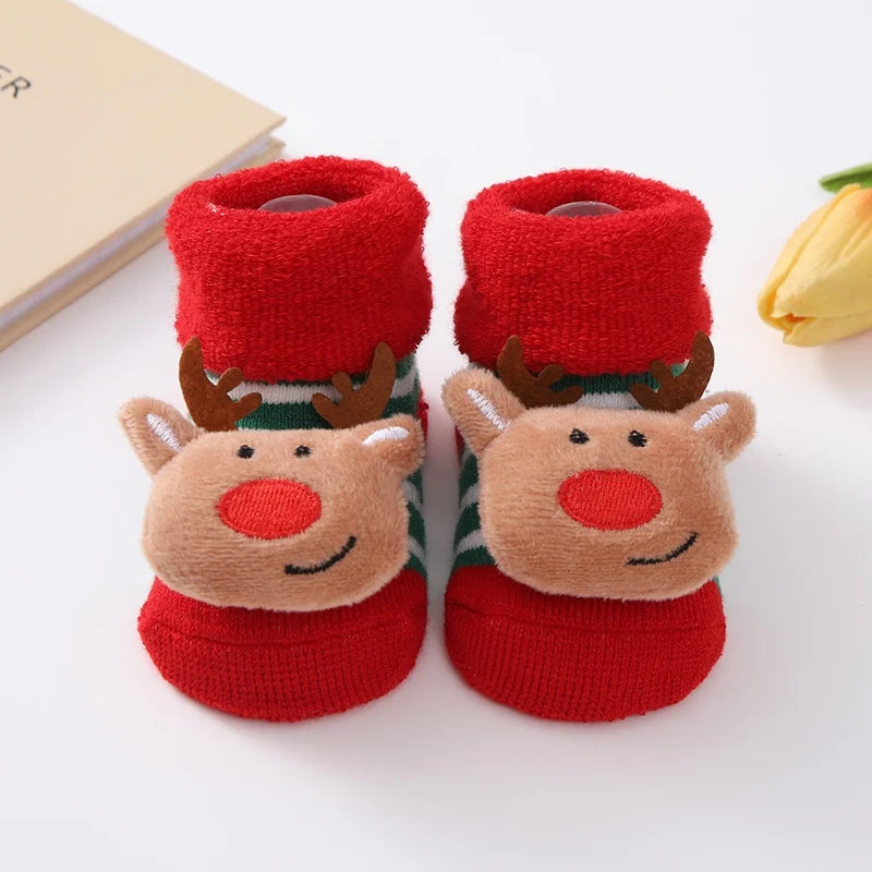 Christmas Baby Socks Newborn Boys Girls Autumn Winter Anti Slip Socks Infant Newborn Soft Cotton Floor Sock Cartoon Shoes