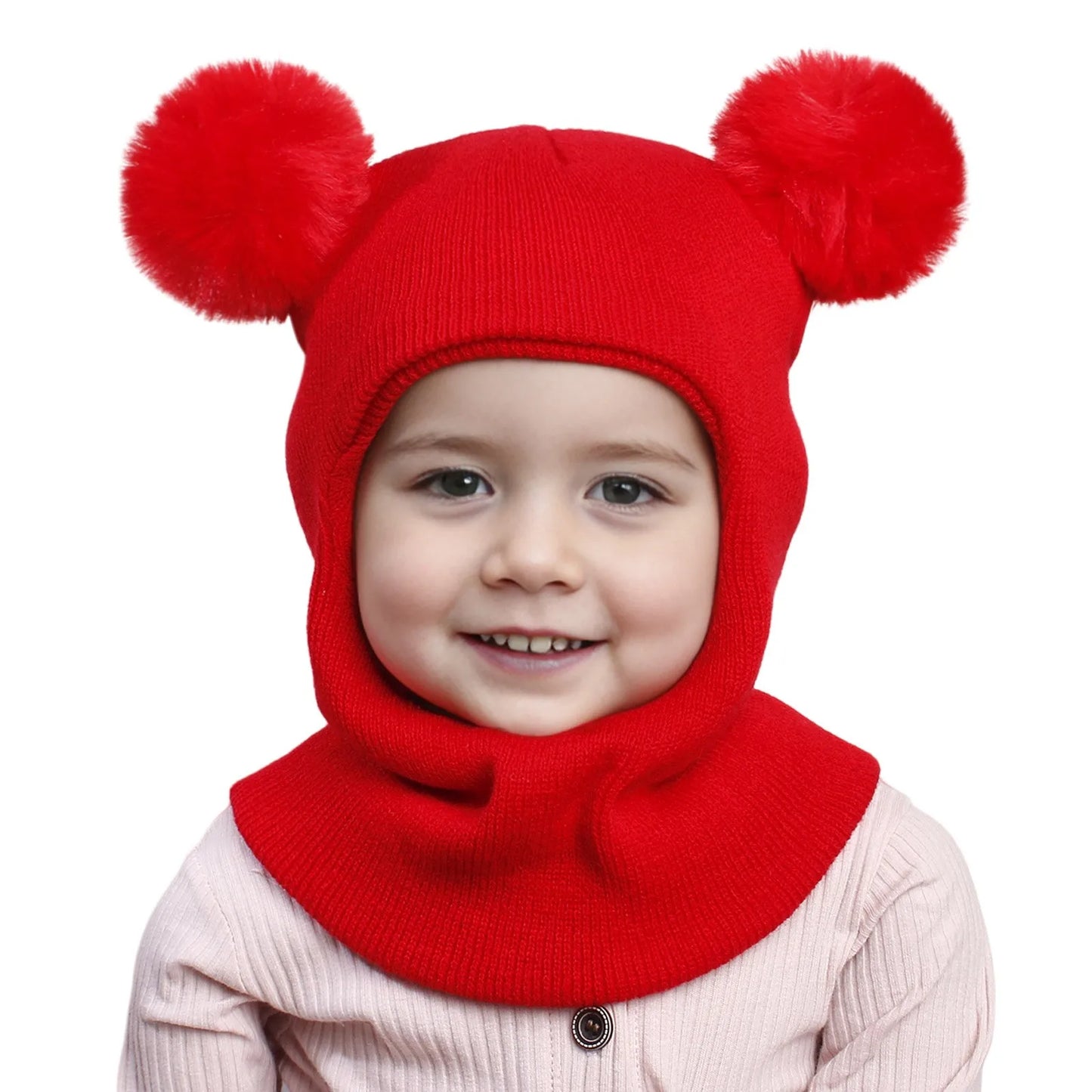 Warm Caps Girl Boy Hooded Winter Scarf Kid Hat Cap Scarf Knit Baby Baby Care Swim Hats