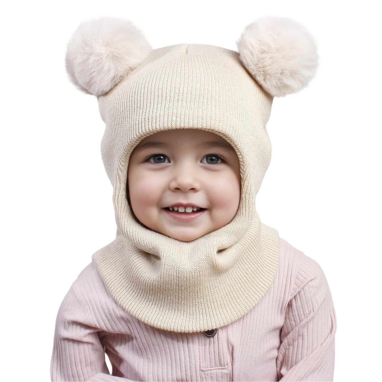 Warm Caps Girl Boy Hooded Winter Scarf Kid Hat Cap Scarf Knit Baby Baby Care Swim Hats