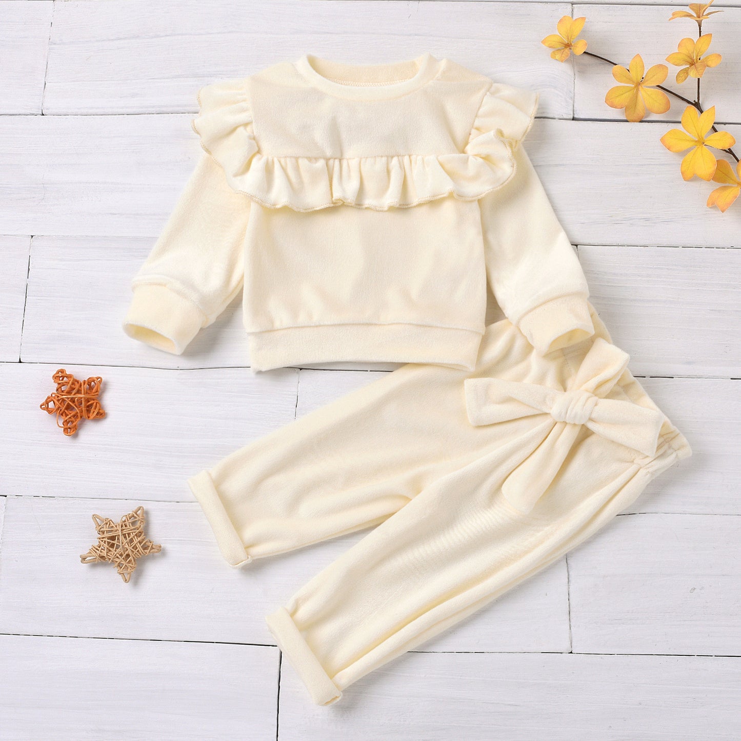 2Pcs Newborn Infant Baby Clothes Boys Girls Clothes Sets Solid Color Long Sleeve Pullover Sweatshirt+Pants Sets 6 12 24 Months