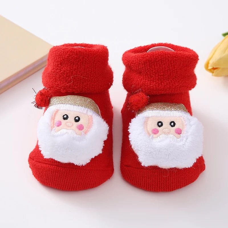 Christmas Baby Socks Newborn Boys Girls Autumn Winter Anti Slip Socks Infant Newborn Soft Cotton Floor Sock Cartoon Shoes