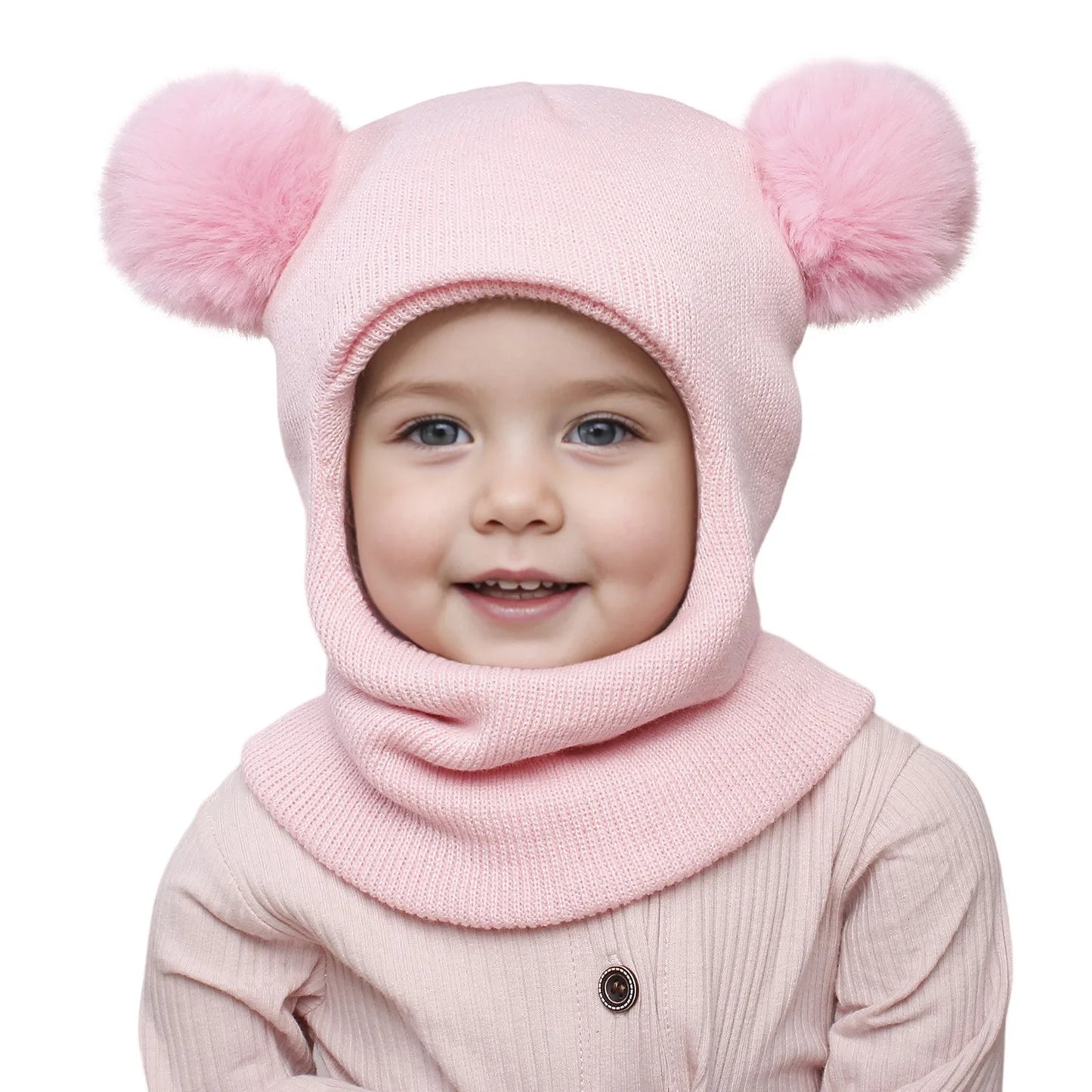 Warm Caps Girl Boy Hooded Winter Scarf Kid Hat Cap Scarf Knit Baby Baby Care Swim Hats